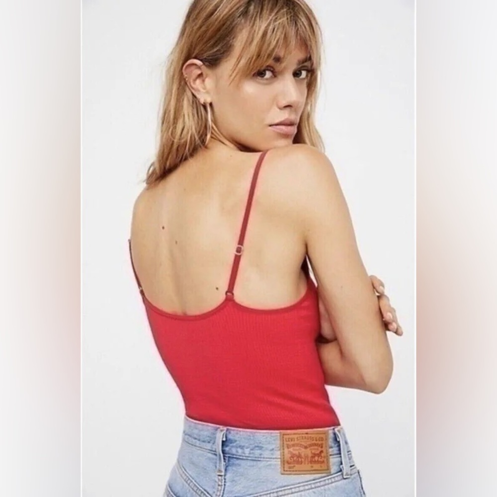 Free People Come Around Red Ribbed Cami - Picture 10 of 10